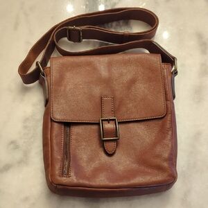 Brown Leather Men's Crossbody Messenger Bag